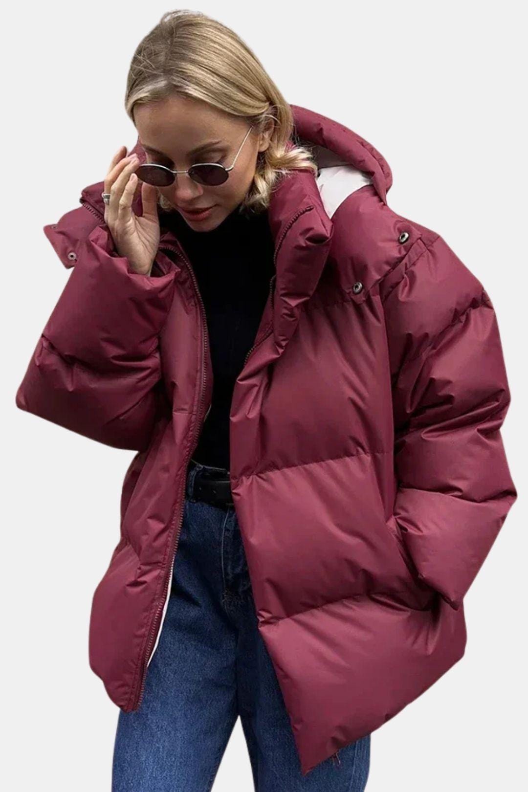 Oversized puffer winterjas met capuchon voor dames