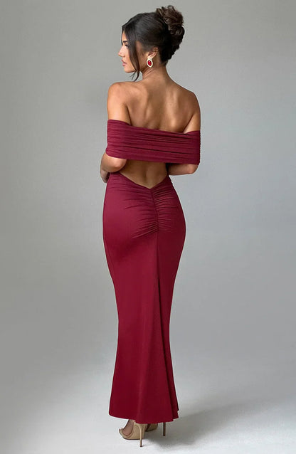 Backless maxi-jurk met verfijnde elegantie en lange lengte voor dames