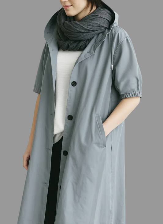 Dames trenchcoat met capuchon en riem waterafstotende jas