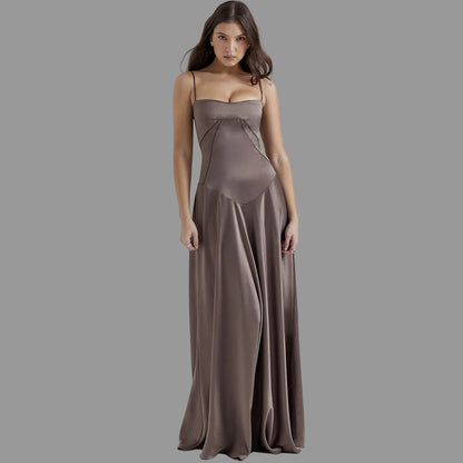 Elegant maxi-jurk met spaghetti bandjes en slanke pasvorm voor dames