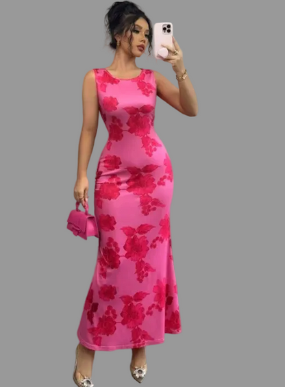 Elegante floral maxi-jurk met lange lengte voor dames
