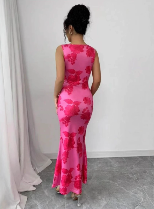 Elegante floral maxi-jurk met lange lengte voor dames