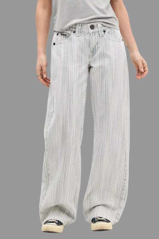 Low-rider gestreepte jeans met casual fit voor dames