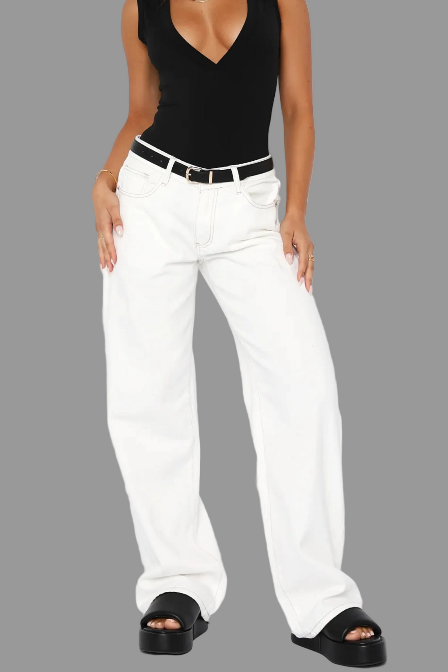 Off-white wide-leg jeans met lage taille voor dames