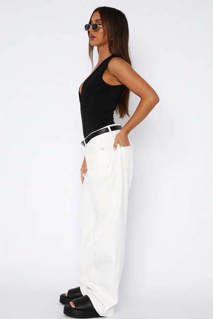Off-white wide-leg jeans met lage taille voor dames