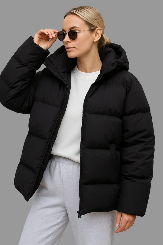 Oversized puffer jack met capuchon voor dames