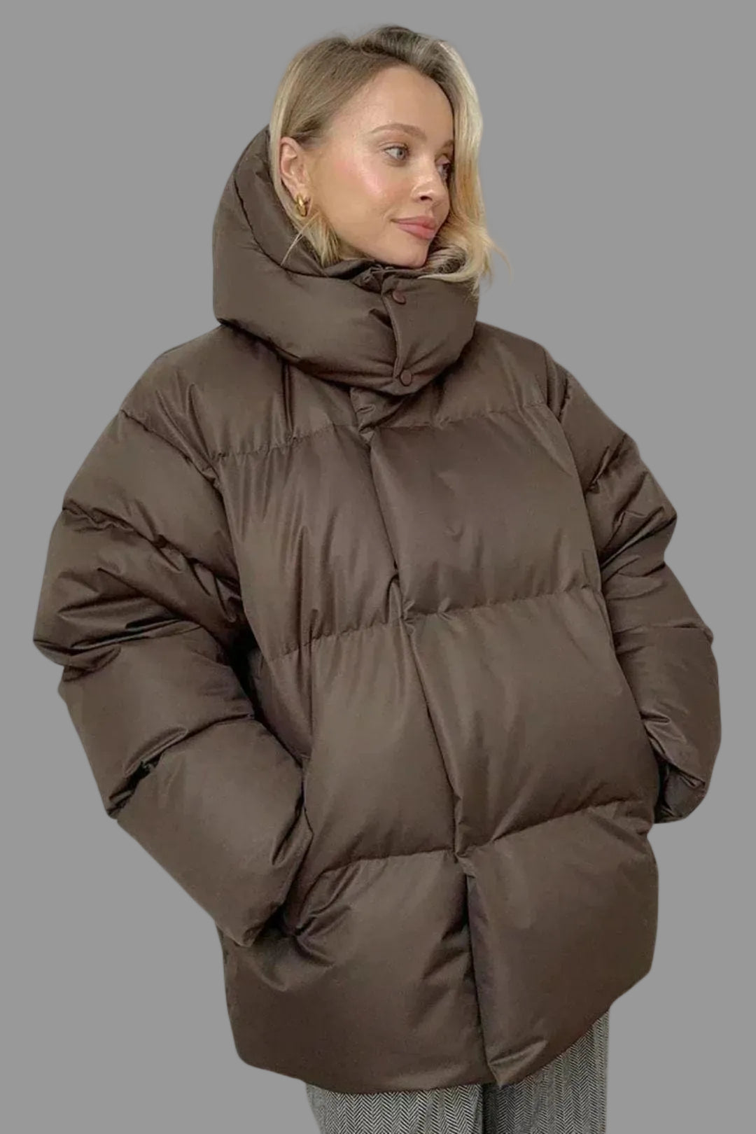 Oversized puffer winterjas met capuchon voor dames