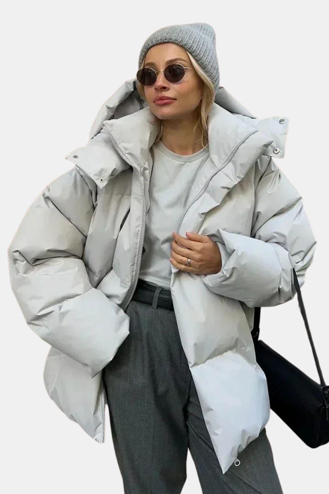 Oversized puffer winterjas met capuchon voor dames