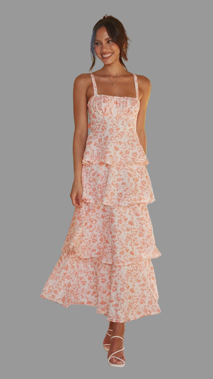 Romantische floral maxi-jurk met vloeiende lengte voor dames
