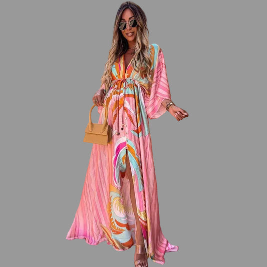 Vibrante zomerjurk met korte lengte en levendig dessin voor dames