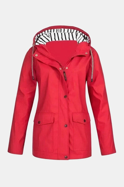 Waterdichte windjack dames met capuchon en rits