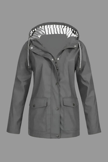 Waterdichte windjack dames met capuchon en rits