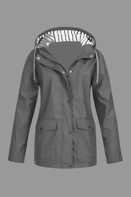 Waterdichte windjack dames met capuchon en rits