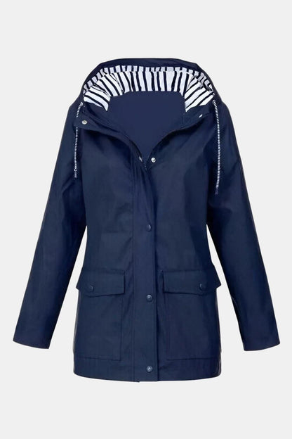 Waterdichte windjack dames met capuchon en rits