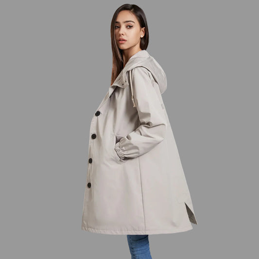 Waterdichte dames regenjas met capuchon